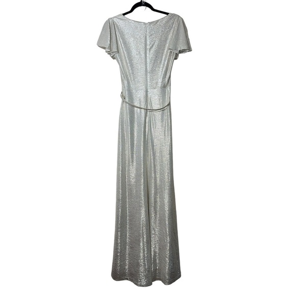 Ralph Lauren Belted Metallic Knit Flutter Sleeve Gown size 4 - Picture 8 of 11